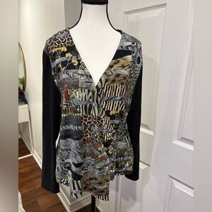 ART + Dolcezza Abstract Patchwork Long Sleeve Top | Size L
